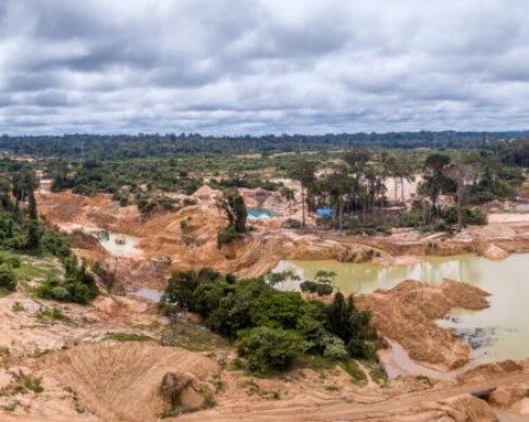 Aerial,View,Of,Deforested,Area,Of,The,Amazon,Rainforest,Caused